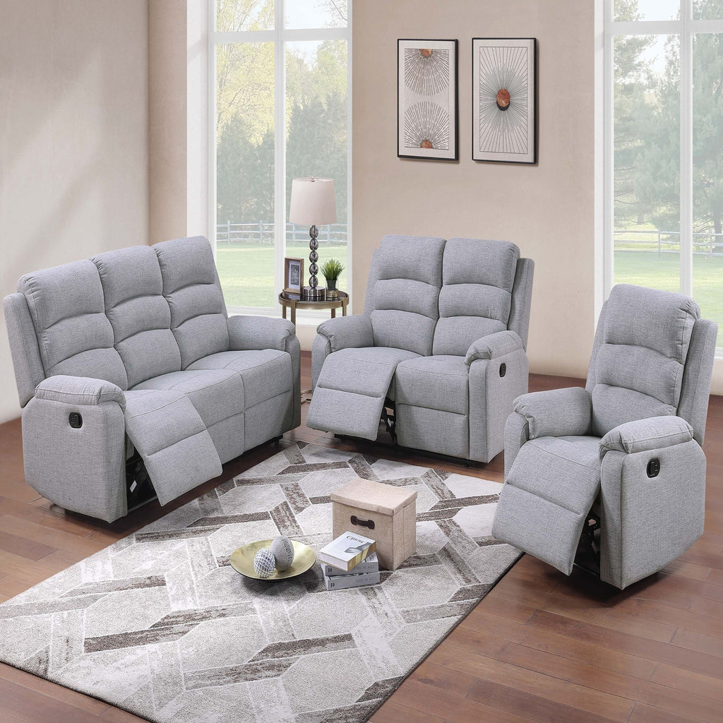 1 Piece Manual Recliner With Padded Seat And Backrest - Gray