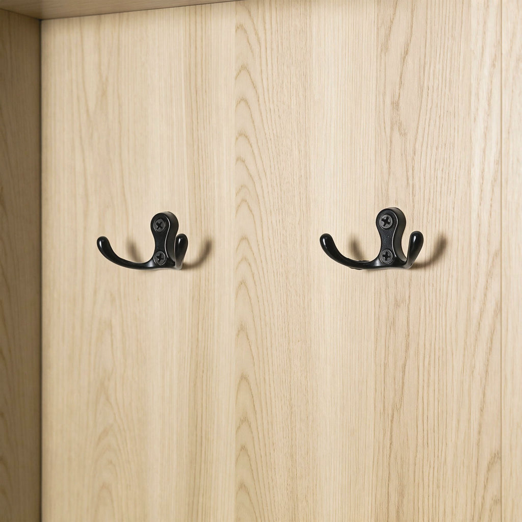 Tall Freestanding Bathroom Storage Cabinet With Adjustable Shelves And Side Hooks