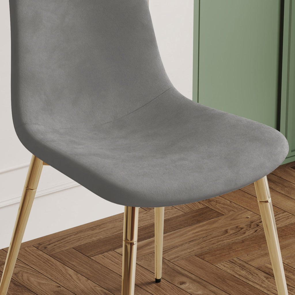 Fabric Dining Chairs, Upholstered Armless Accent Chairs, Classical Appearance And Metal Legs (Set of 4)