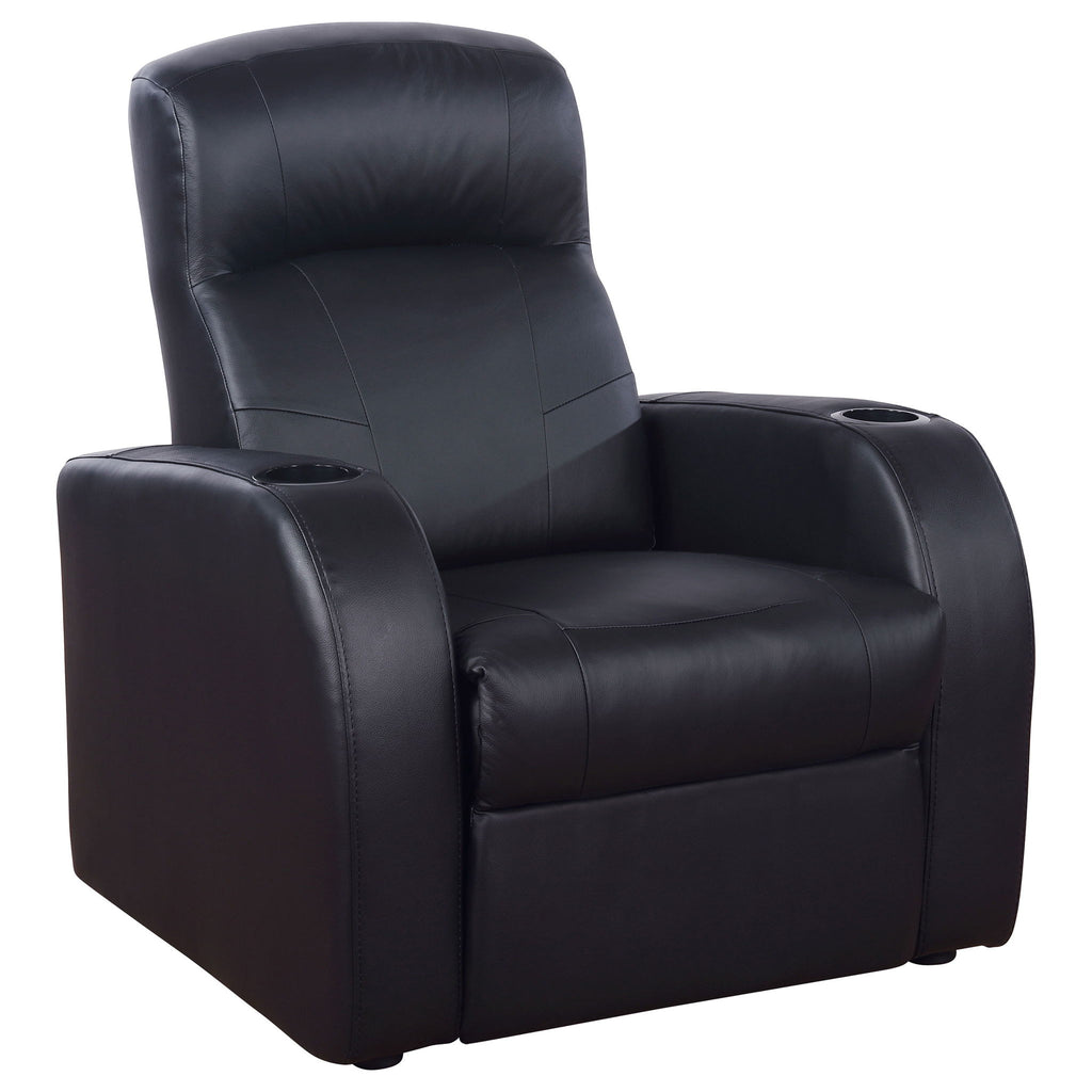 9 Piece Home Theater Seating Set With Recliners And Wedge Consoles - Black