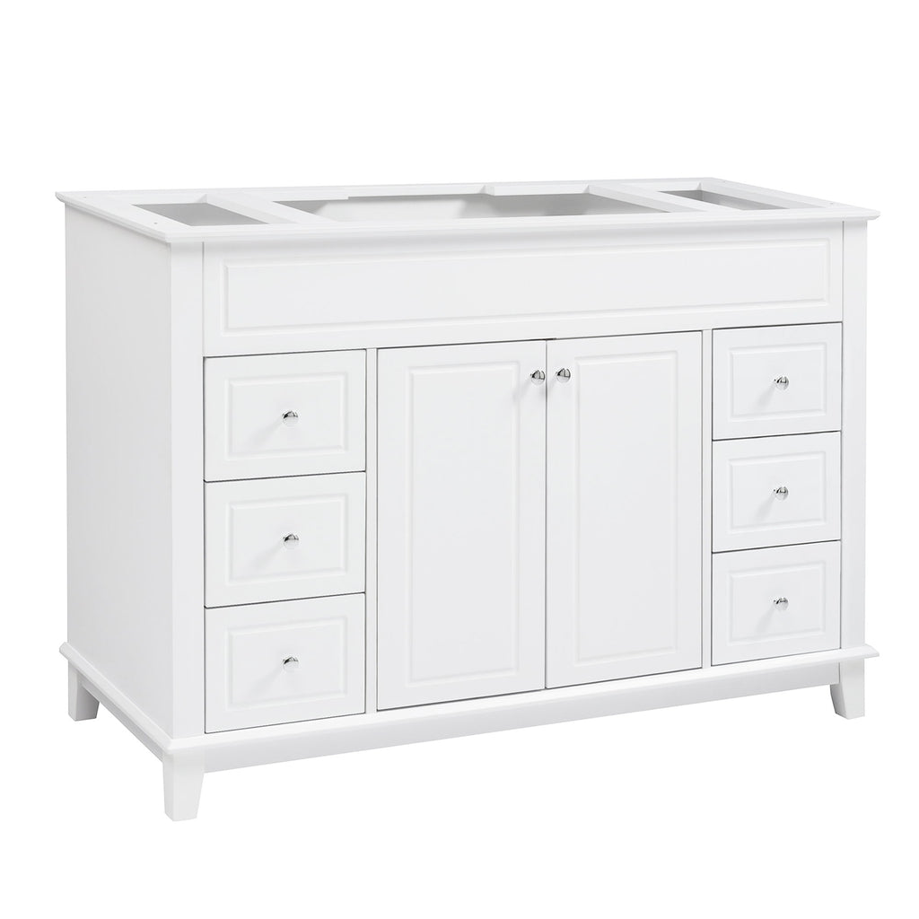 Bathroom Vanity Cabinet Only, 6 Soft Close Drawers & Double Doors - White