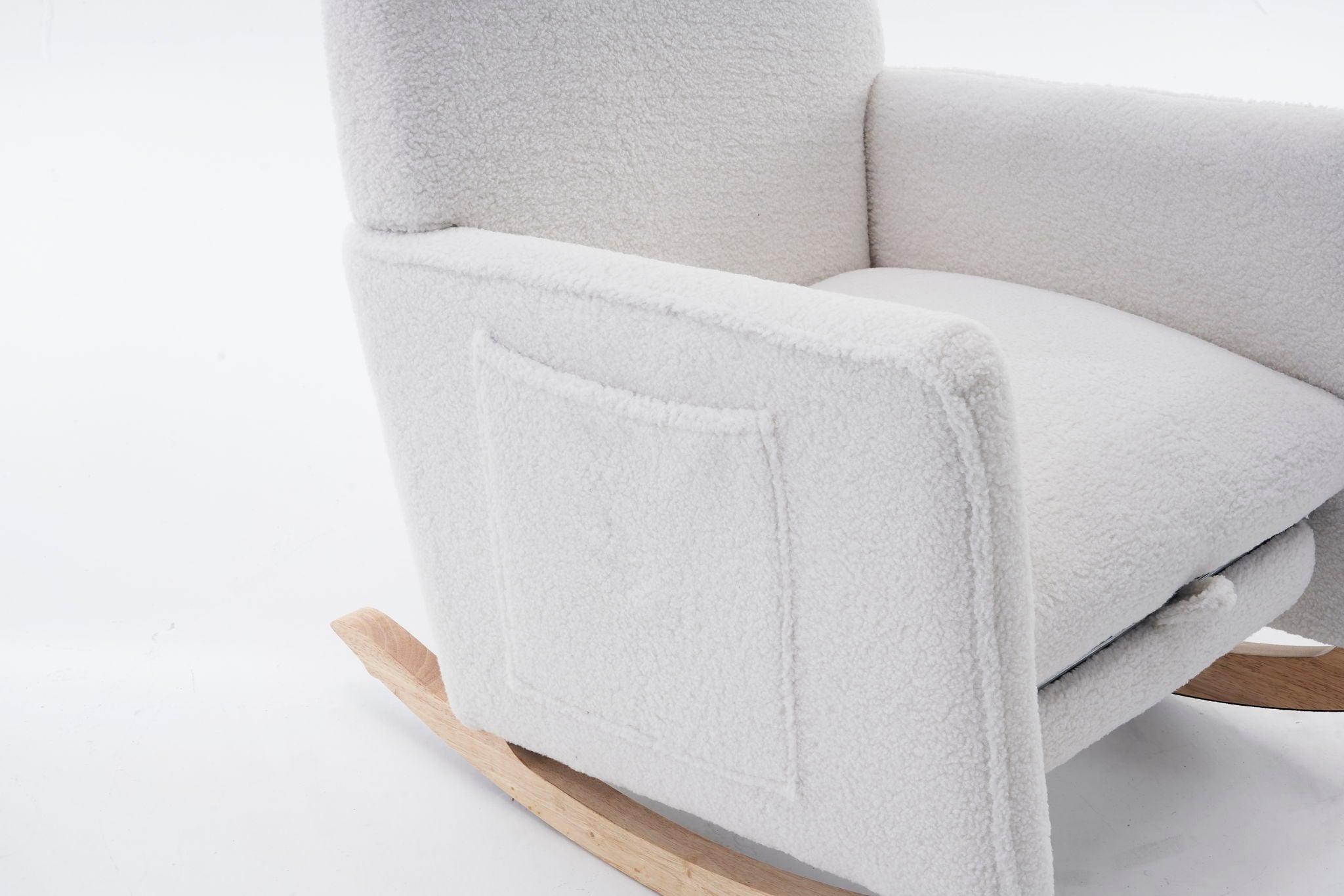 Teddy Fabric Nursery Rocking Chair With Adjustable Footrest - Ivory