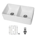 Sink 33" Double Bowl Apron Front Kitchen Sink 50 / 50 - White
