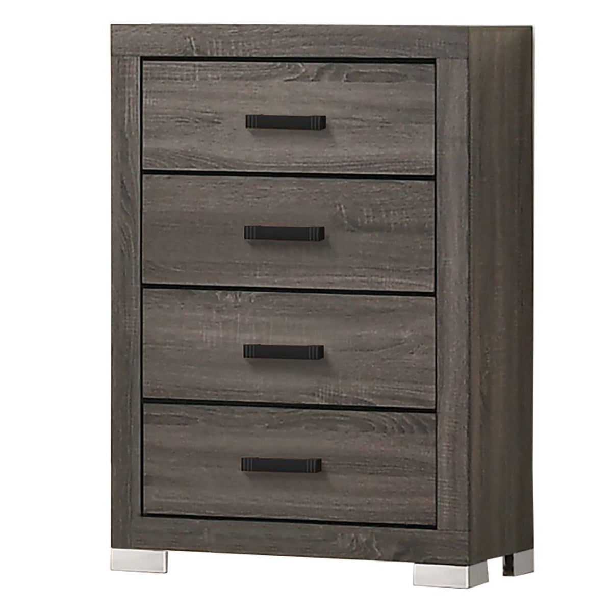 1 Piece Chest Bar Handle Bedroom Furniture With Texture And Clean Lines - Gray