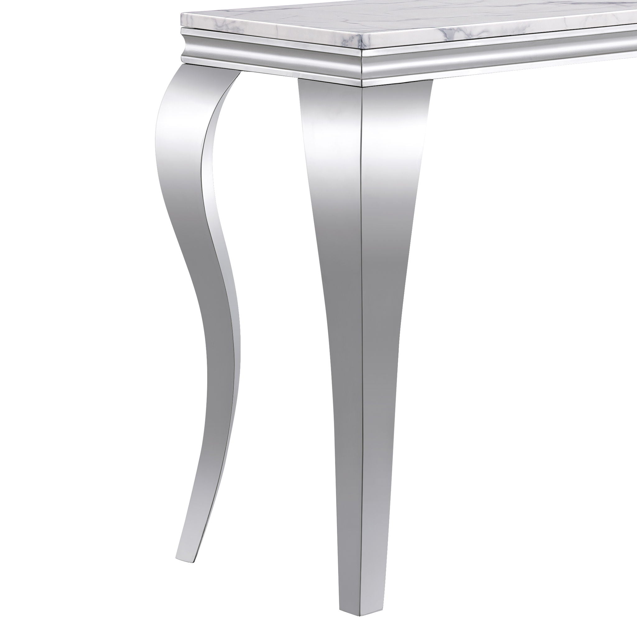Marble Printed Rectangular Table, Stainless Steel Legs