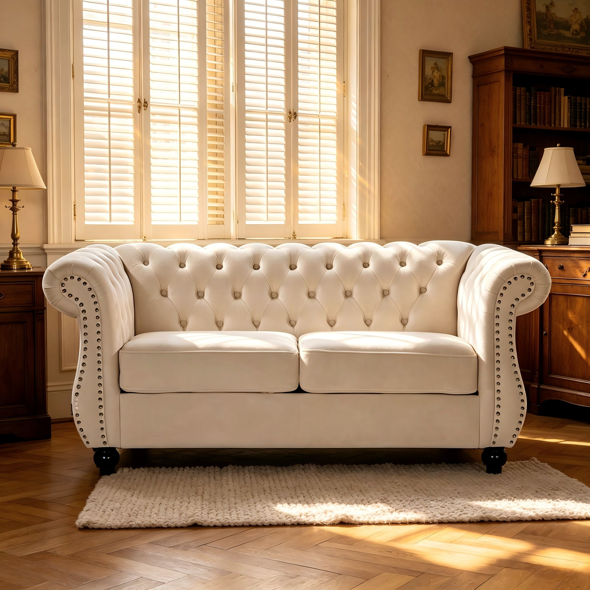 Chesterfield Button Tufted Loveseat With Rolled Arms