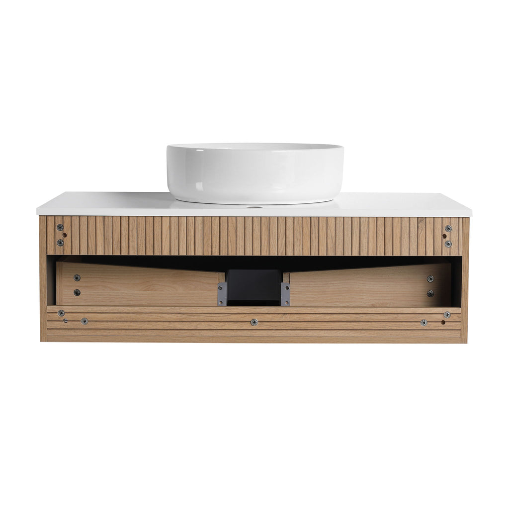 Wall Mounted Bathroom Vanity With Art Sink & 1 Soft Close Drawer