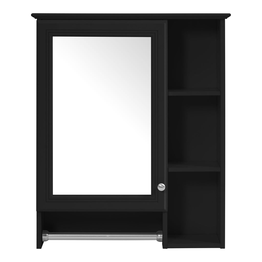 Modern 3 In 1 Bathroom Mirror Cabinet With Adjustable Shelf & Towel Bar