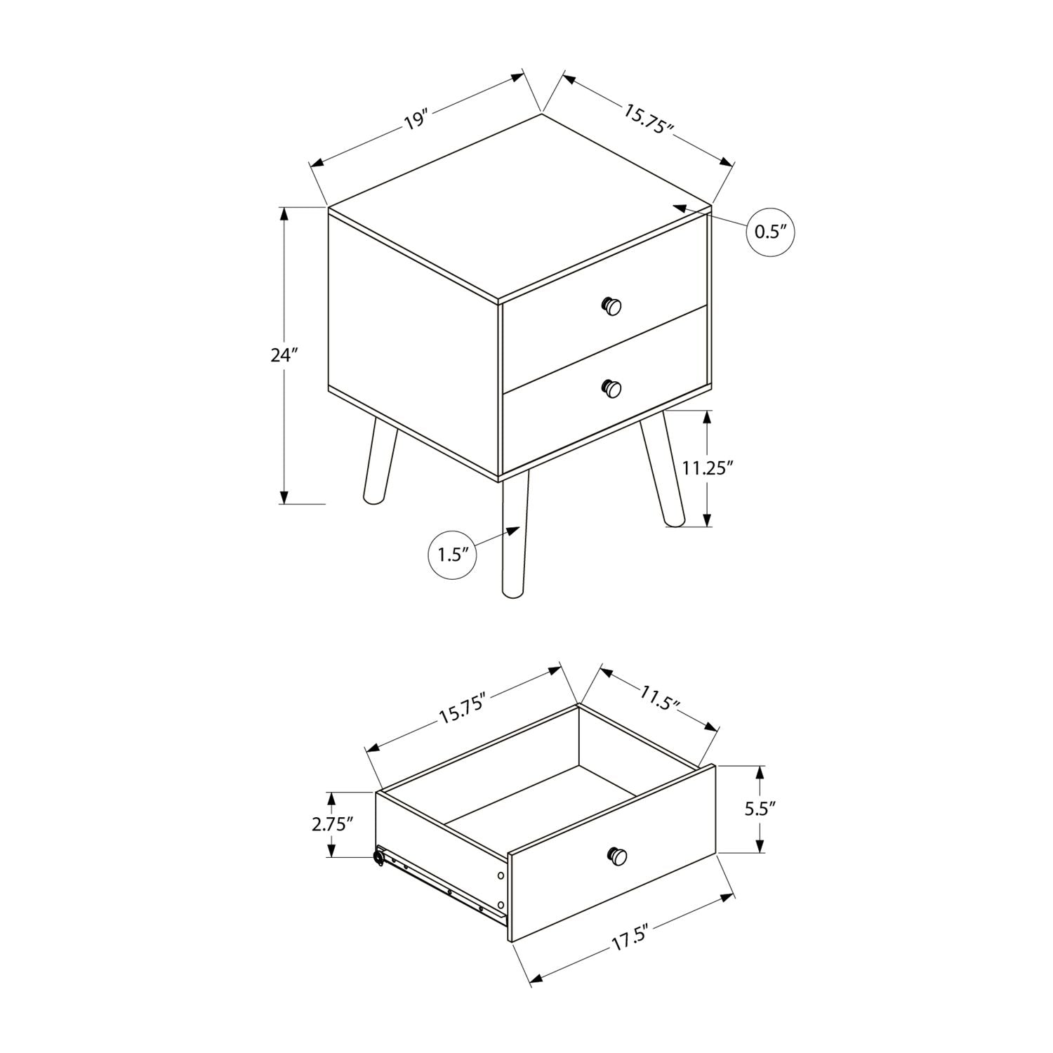 Accent Table & Storage Drawers - Black