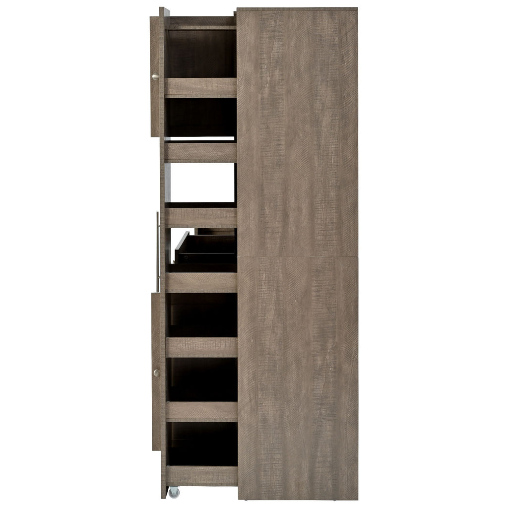 Large Kitchen Pantry Storage Cabinet Cupboard With Pull Out Side Cabinet