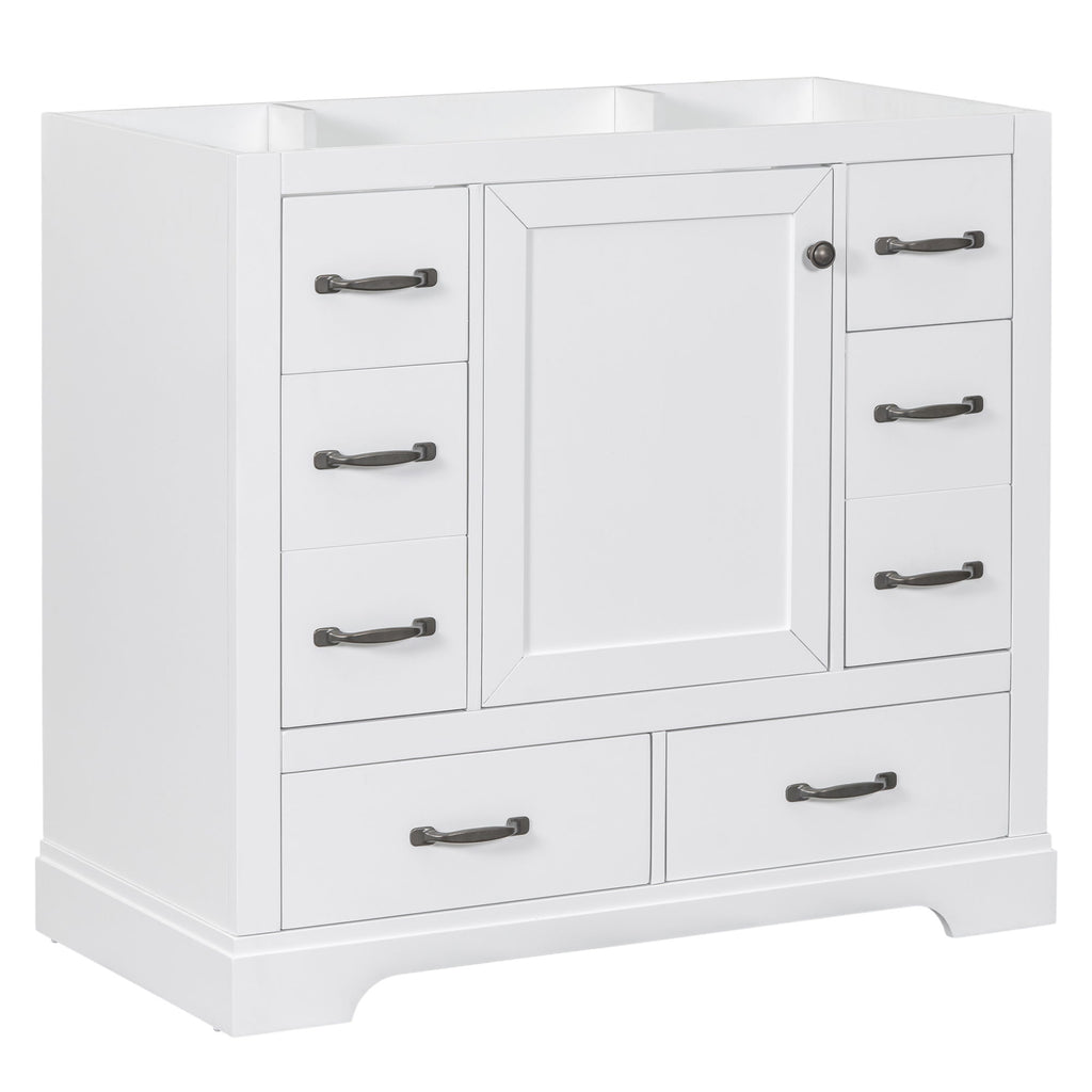 Modern Bathroom Vanity Base Only, 6 Drawer Storage With Adjustable Shelf
