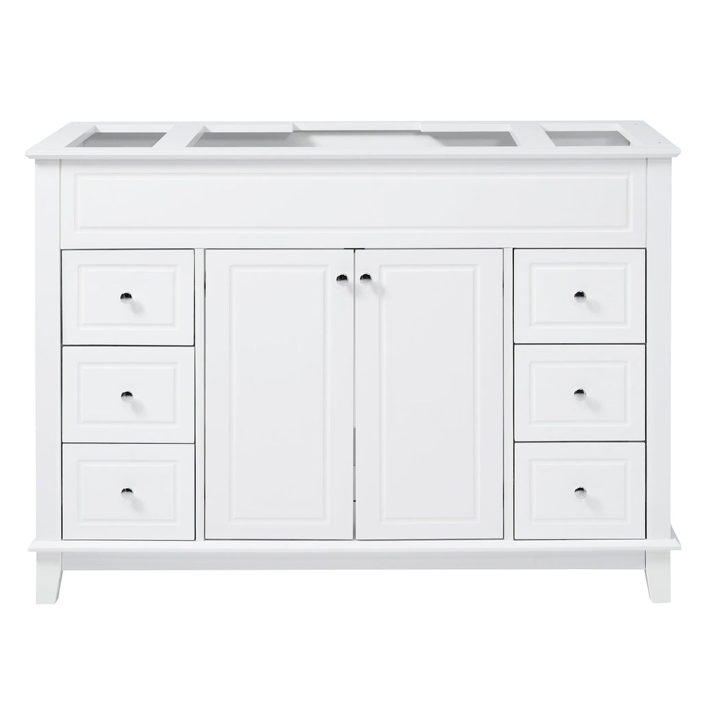 Bathroom Vanity Cabinet Only, 6 Soft Close Drawers & Double Doors - White