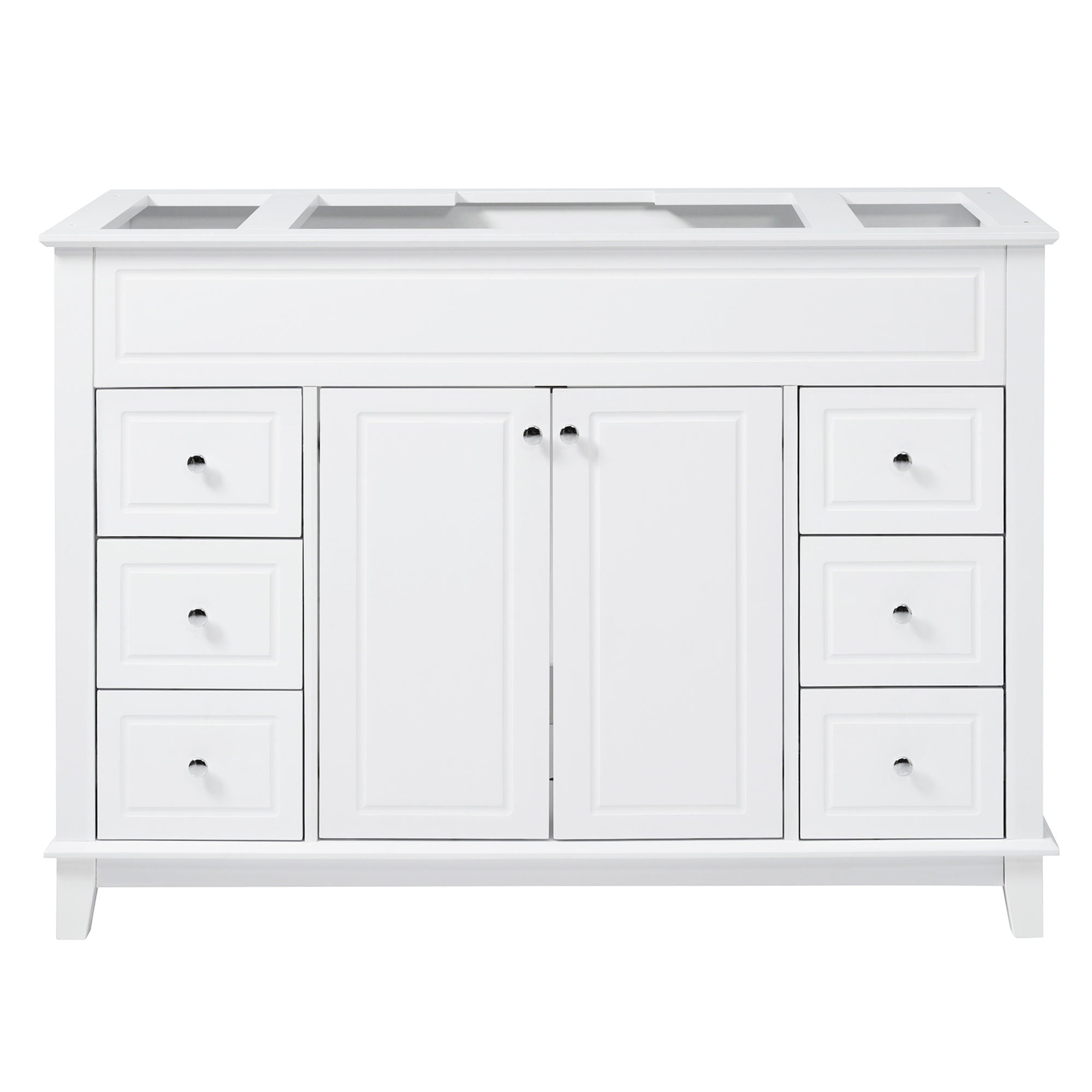 Bathroom Vanity Cabinet Only, 6 Soft Close Drawers & Double Doors - White