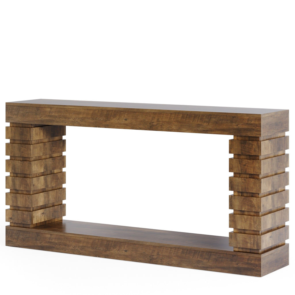 Narrow Console Table With Storage For Entryway - Brown