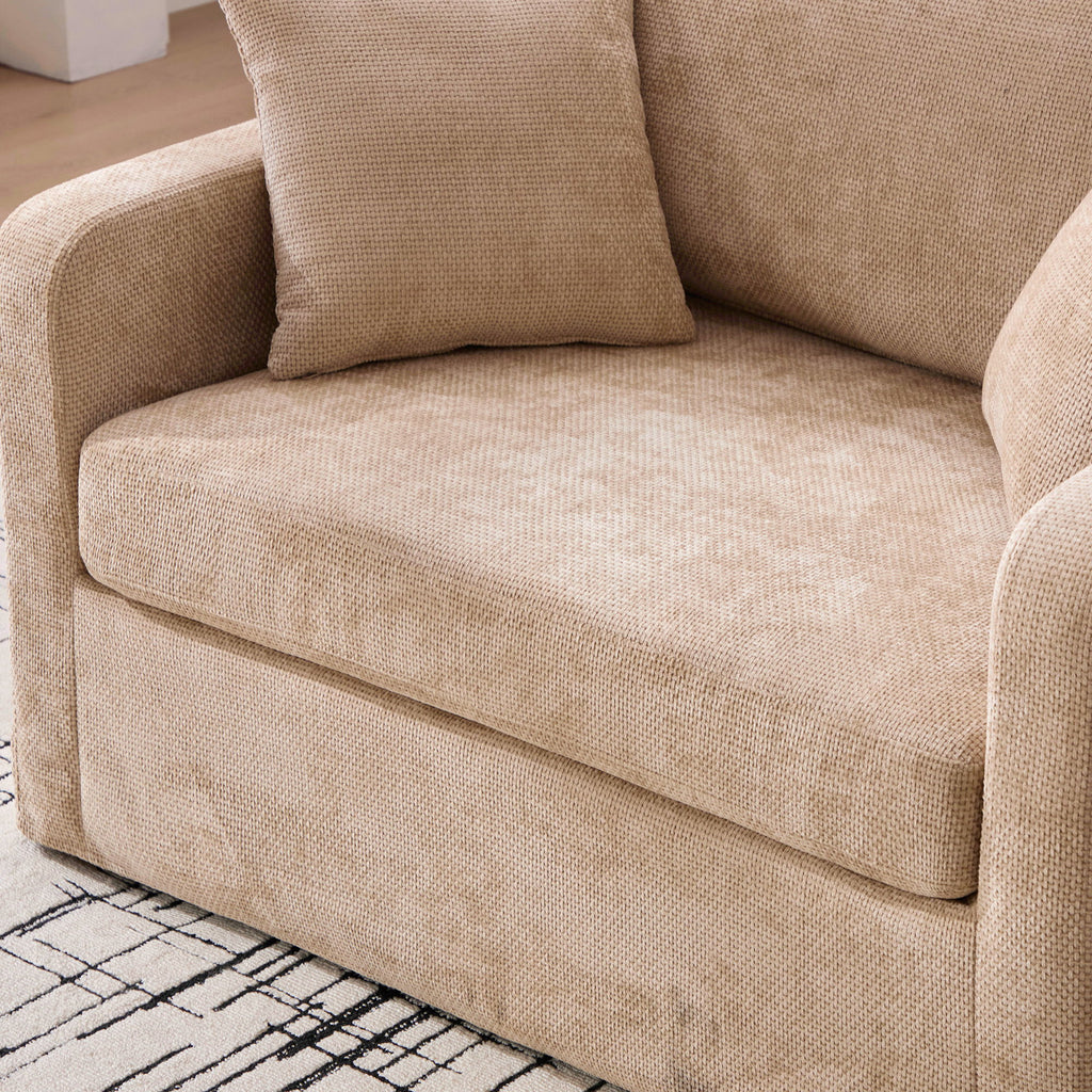 Farmhouse Accent Chair With 2 Bolster Pillows