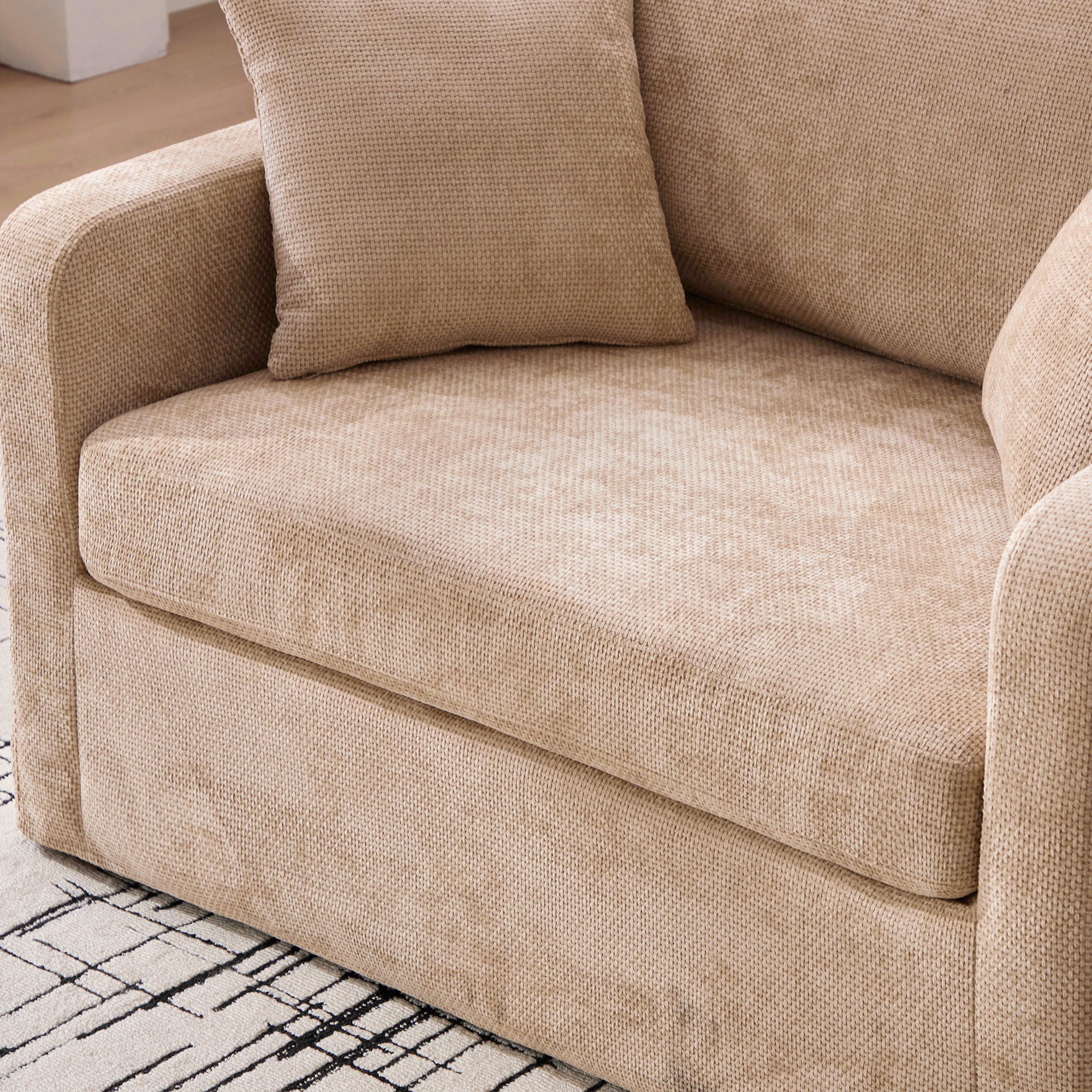 Farmhouse Accent Chair With 2 Bolster Pillows
