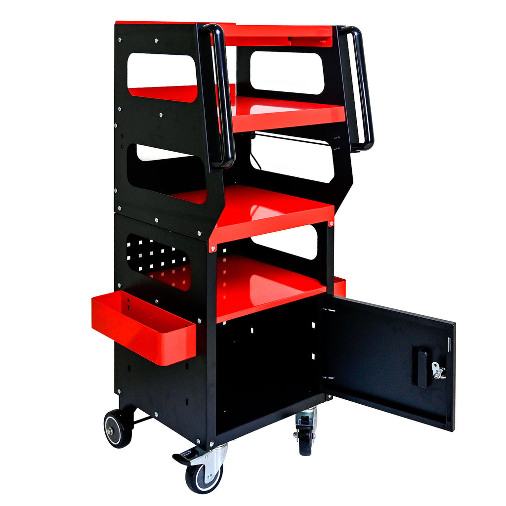 4 Level Multi Purpose Trolley For Diagnostics - Black / Red