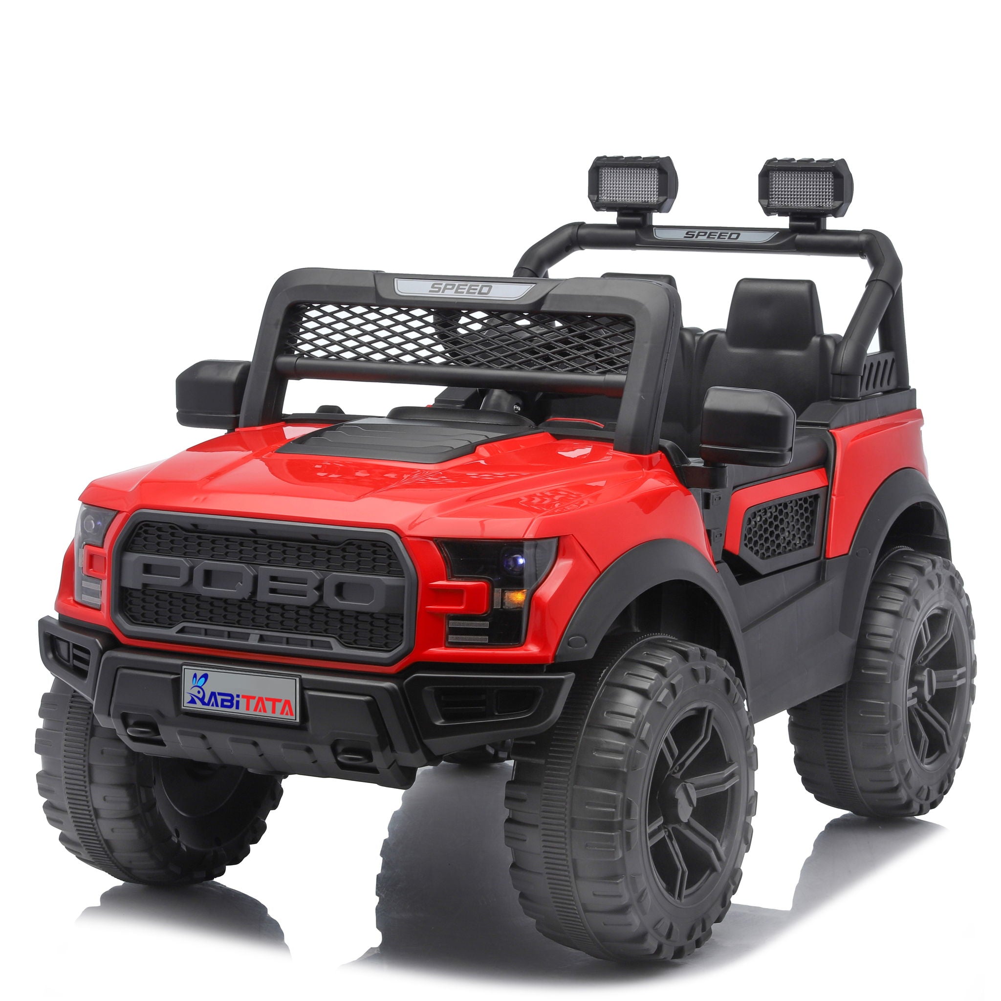Kids Electric Ride On Car With Remote Control, LEd Lights, Music Player, Swing Function, 4 Wheel Shock Absorption - Red