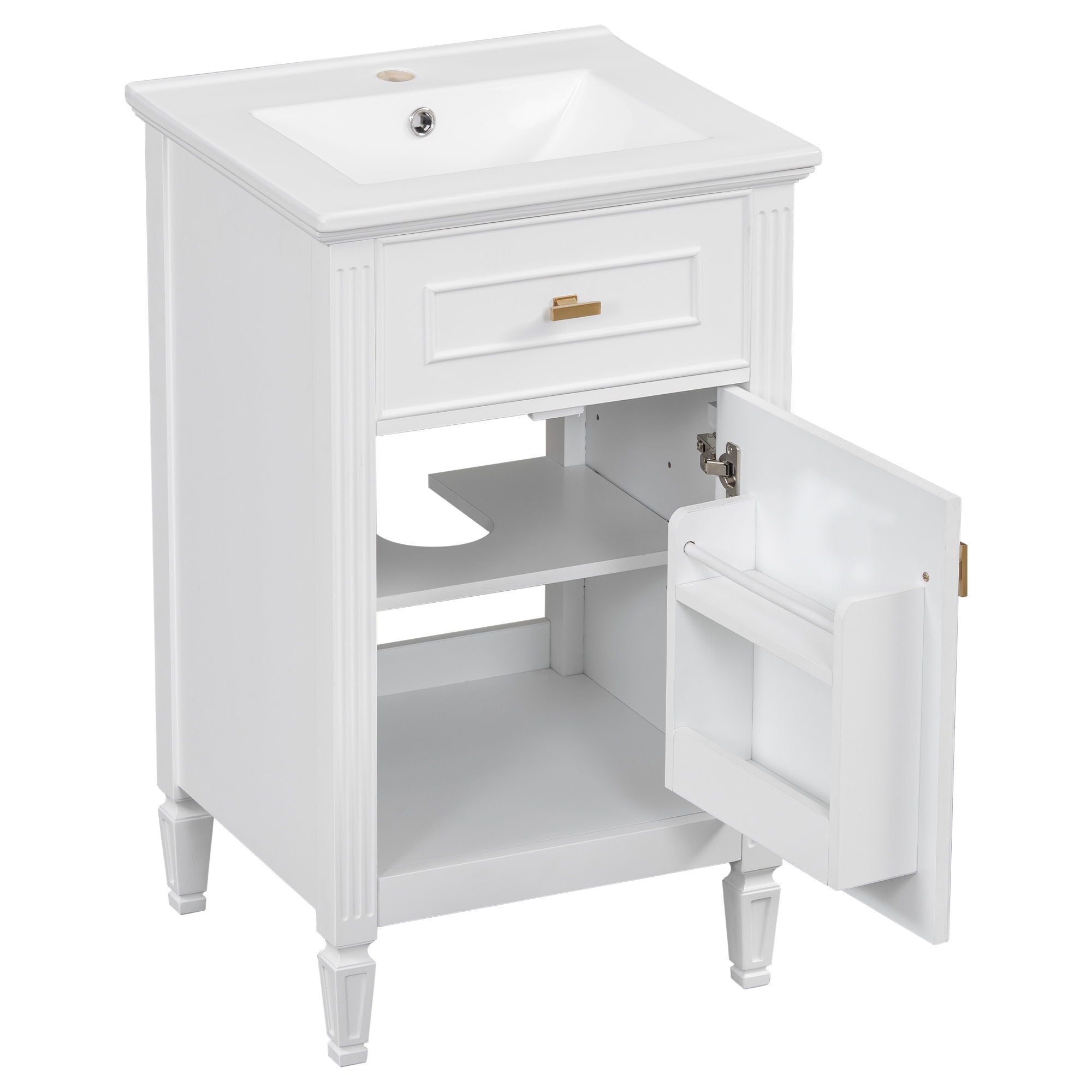 Bathroom Vanity With Sink, Adjustable Shelf, Tilt-Out Drawer