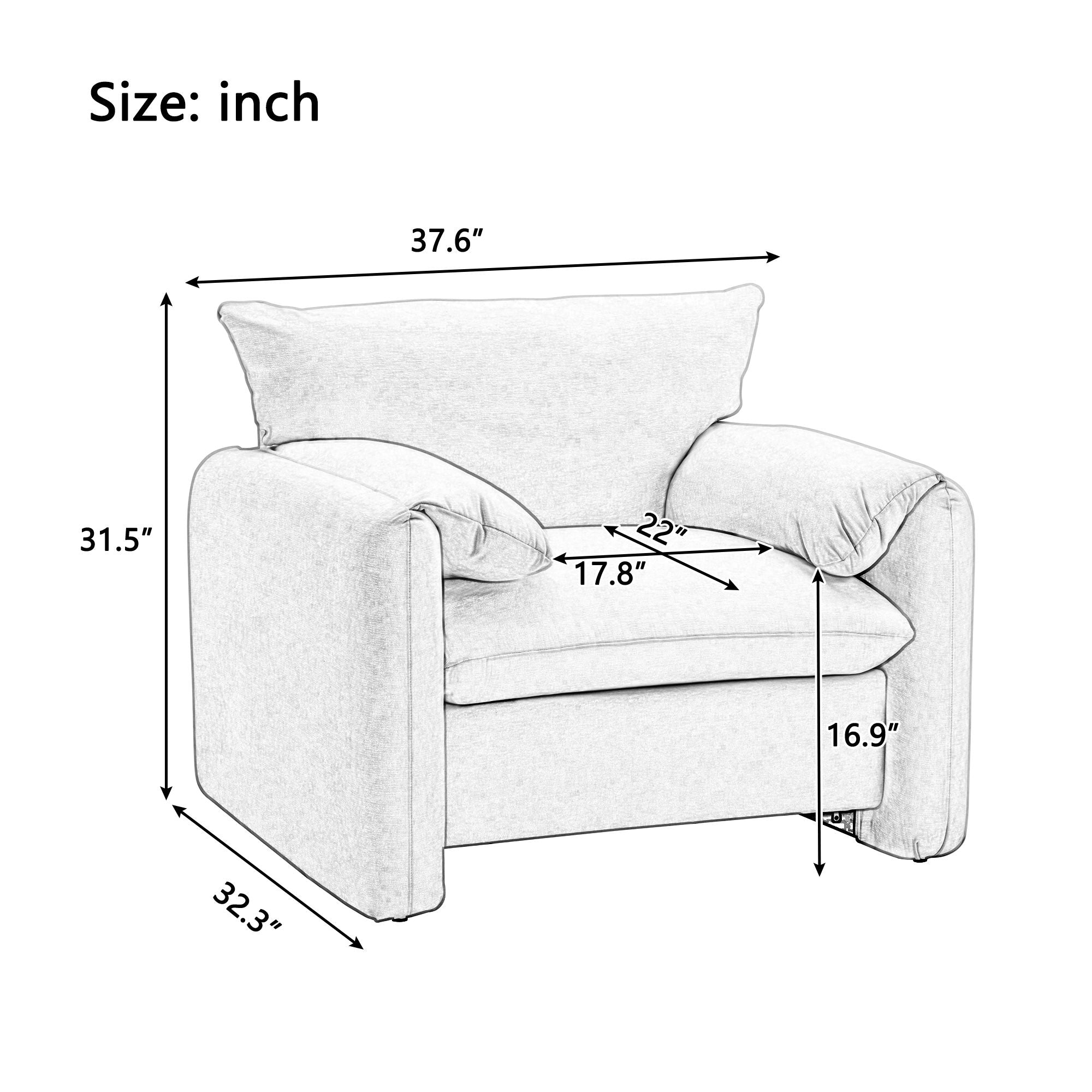 Oversized Accent Single Sofa Lounge Chair - Matcha Green