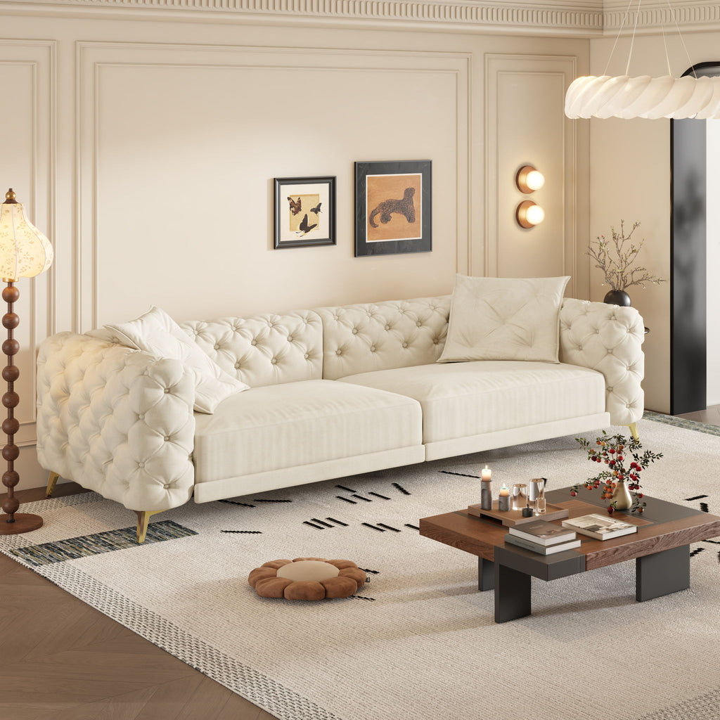 3 In 1 Convertible Sleeper, Deep Seat Pull Out Sofa Bed, Button Tufted