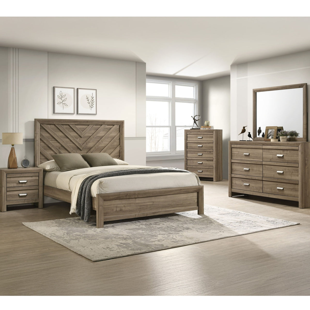 2 Drawer Nightstand With Pulls, Bedroom Furniture - Light Brown