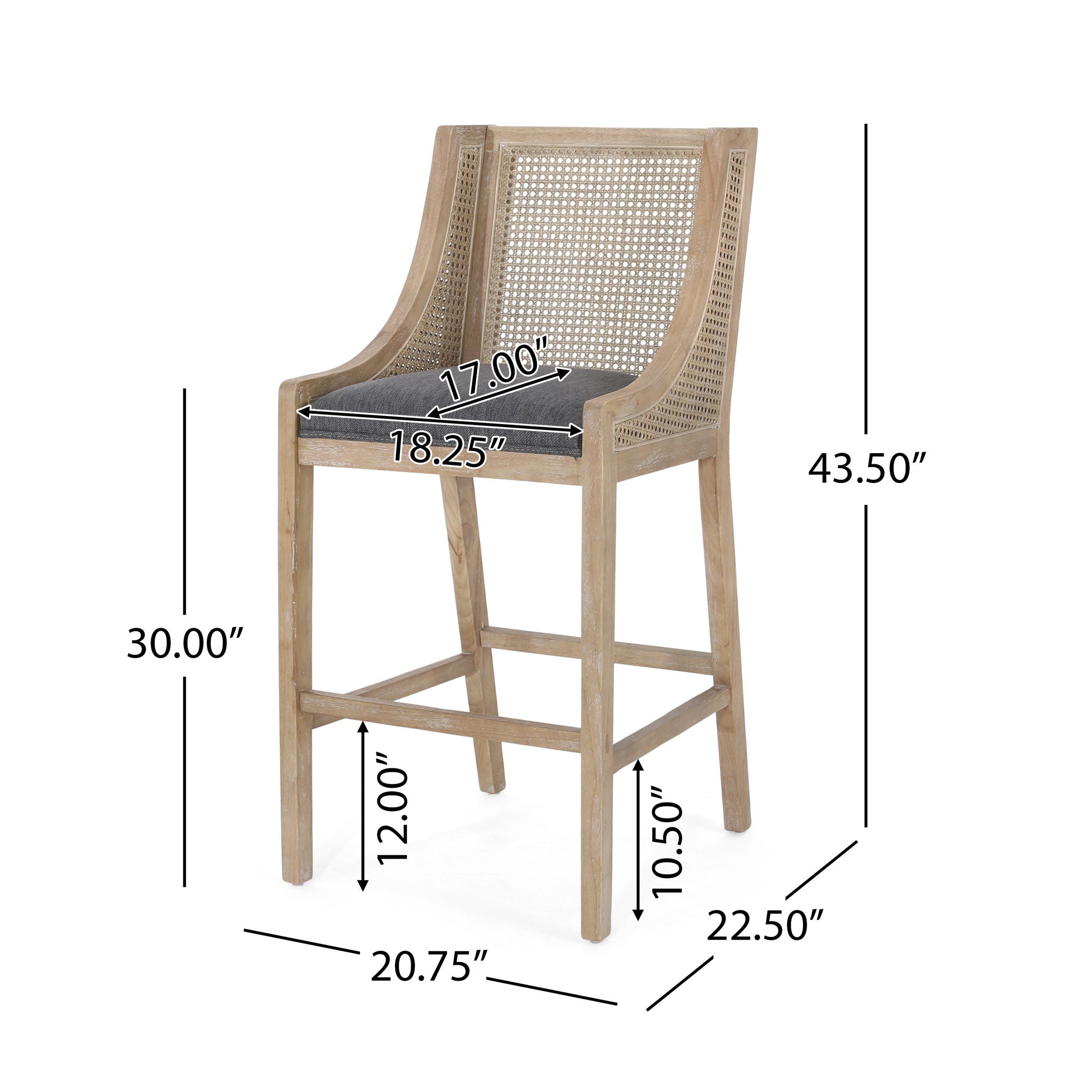 Celestiality - Upholstered Barstool With Cane Webbing Backrest (Set of 2)