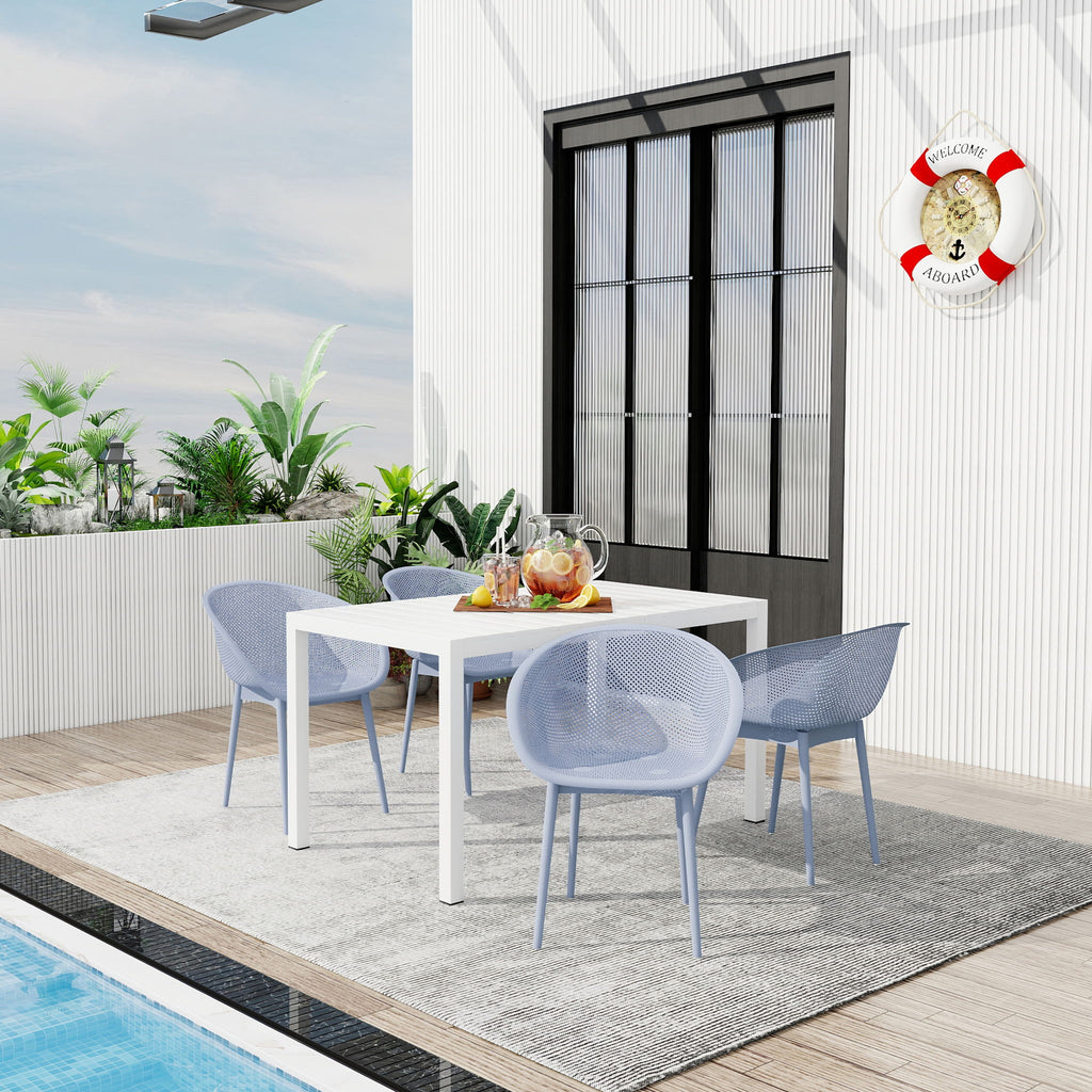 4 Pack Lounge Chair Set With Long Table