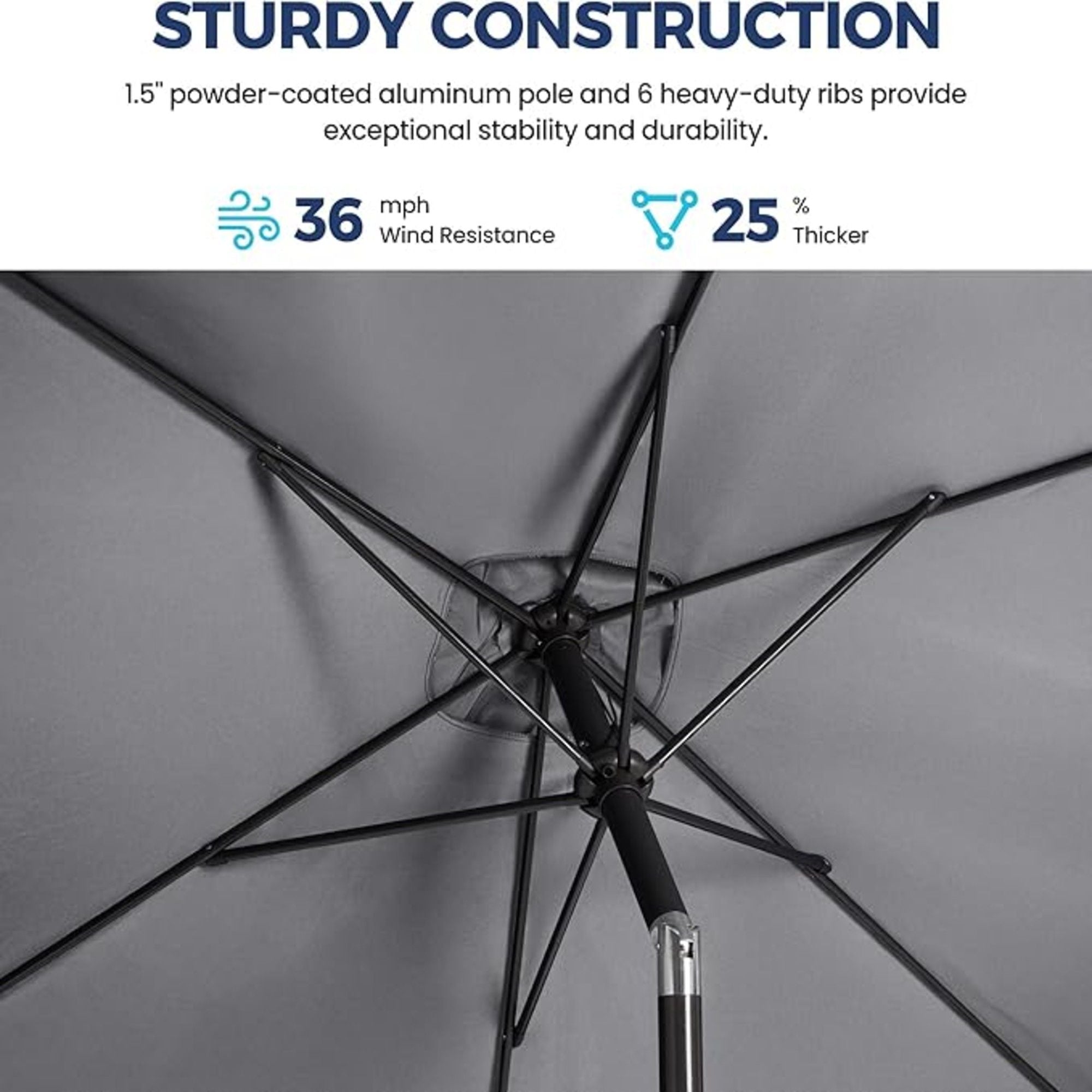 Rectangular Patio Umbrella With Crank Tilt, Polyester UV-Resistant Canopy