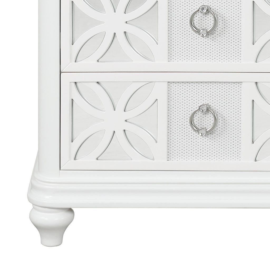 Abigale - Nightstand With Mirror Top, LED Lighting (Includes Mirror And Nightstand) - White