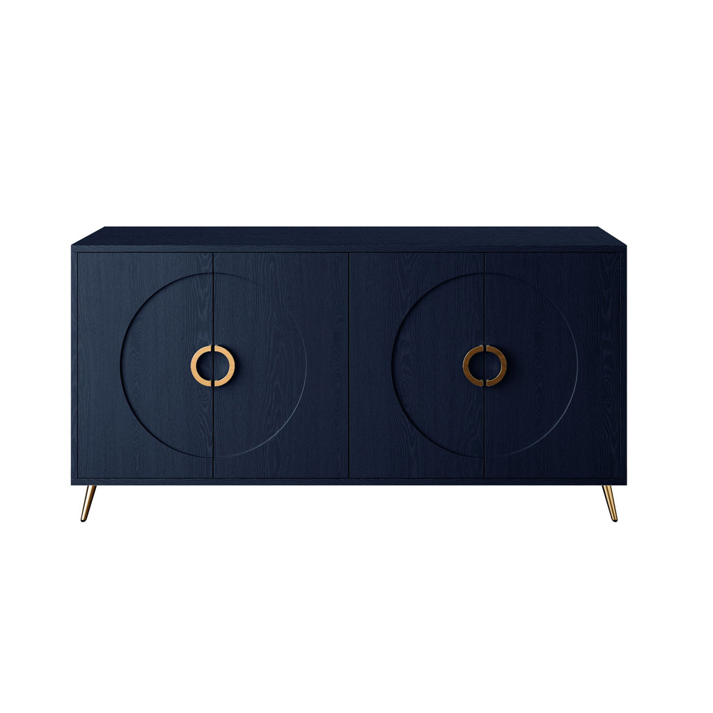 Modern Lacquered 4 Door Wooden Cabinet Sideboard Buffet Server Cabinet Storage Cabinet, For Living Room, Entryway, Hallway, Office, Kitchen And Dining Room