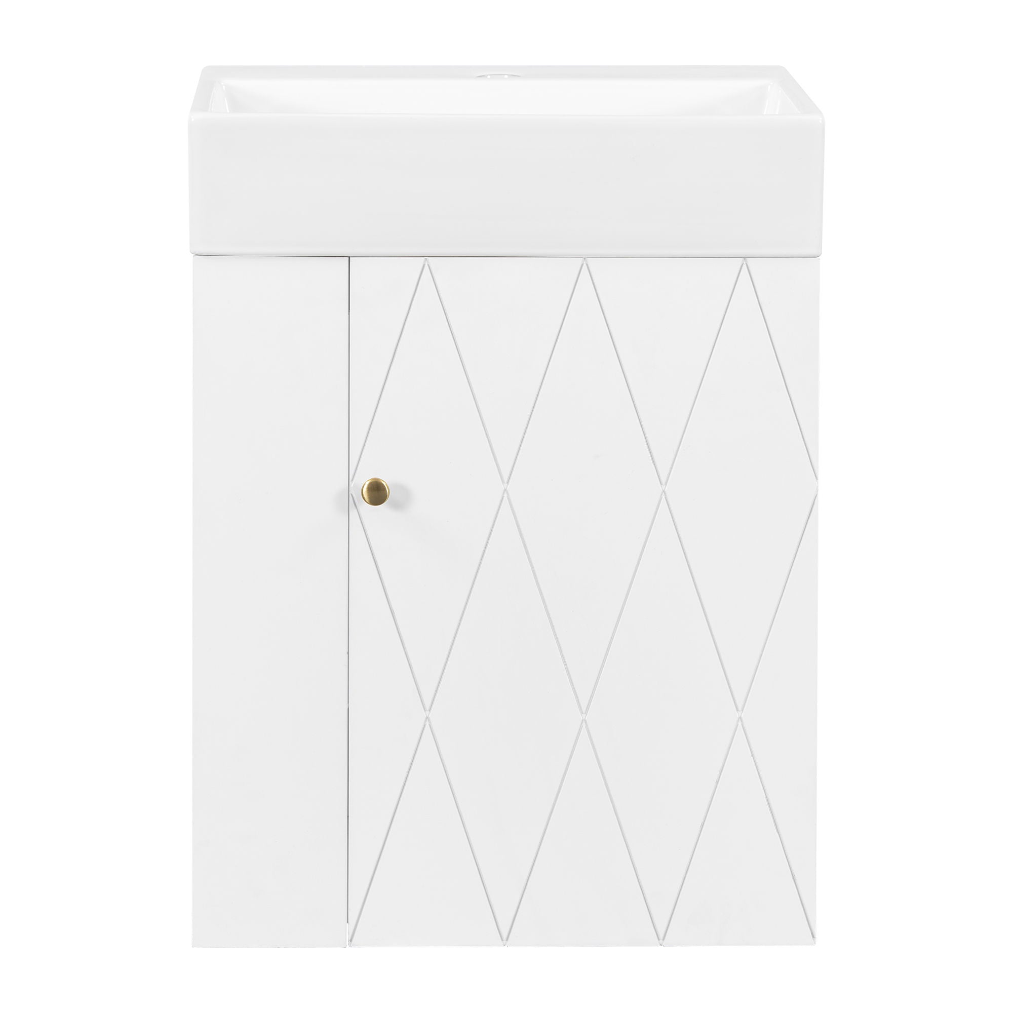 Modern Bathroom Vanity With Sink, Diamond Pattern Doors