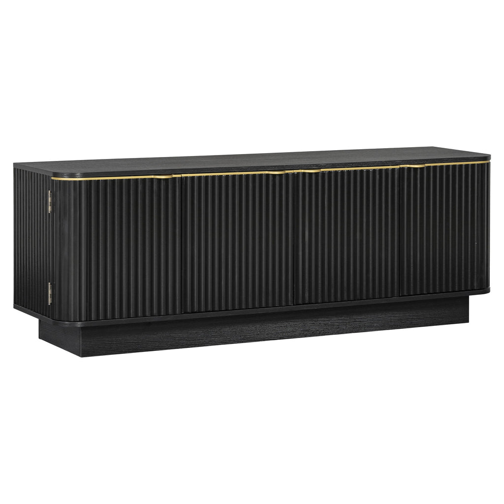 TV Stand, Fluted Media Console With Adjustable Shelves And Cable Holes