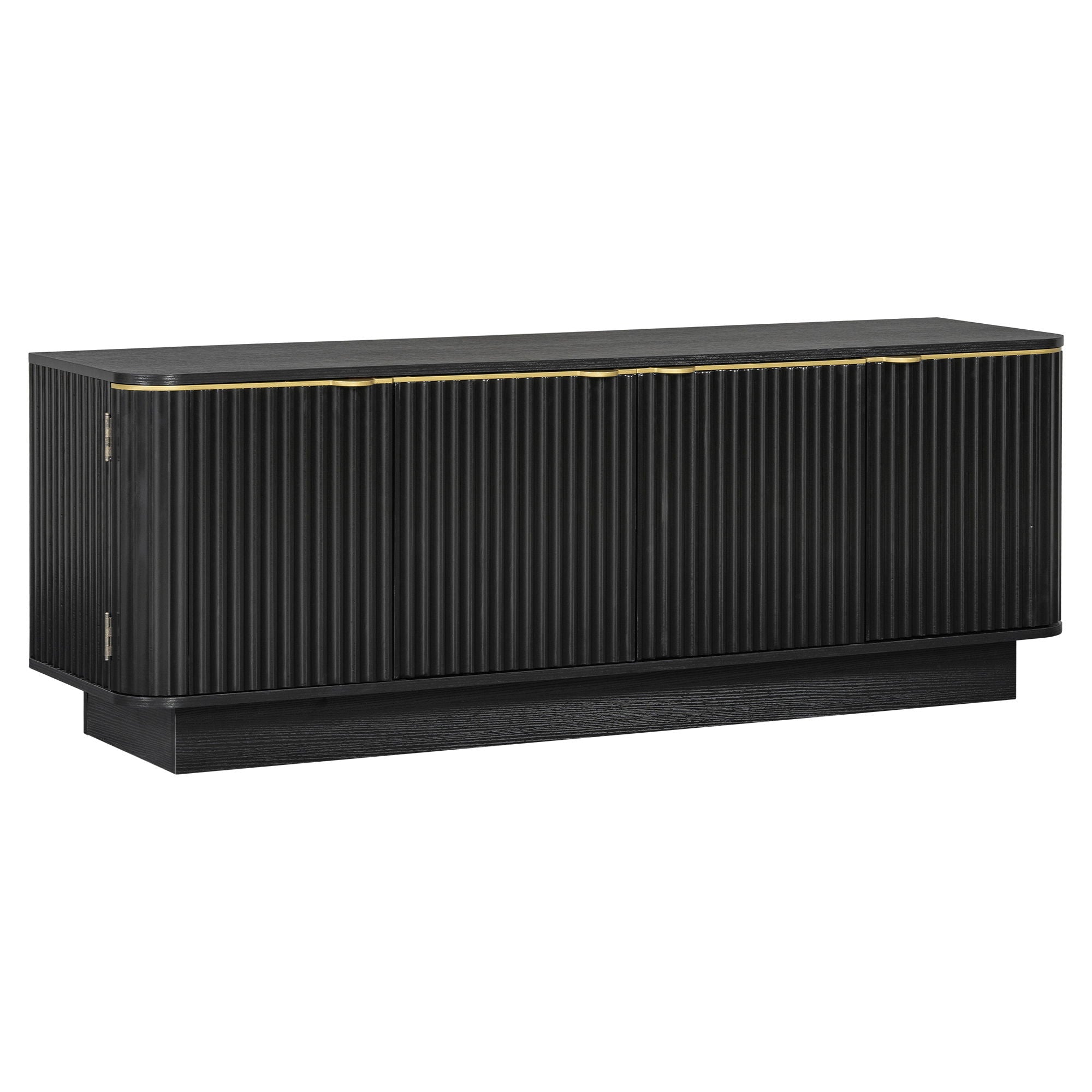TV Stand, Fluted Media Console With Adjustable Shelves And Cable Holes