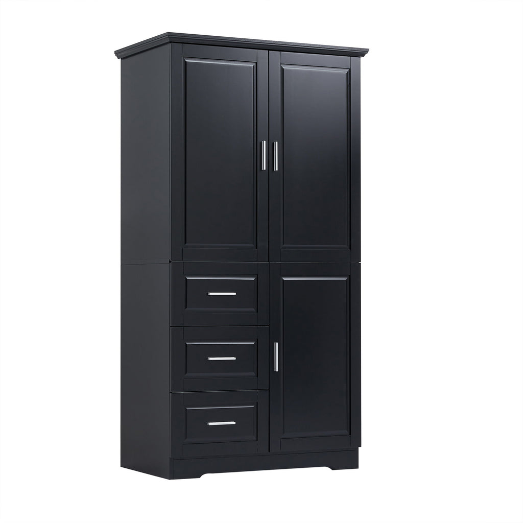 Tall And Wide Storage Cabinet With Doors, 3 Drawers