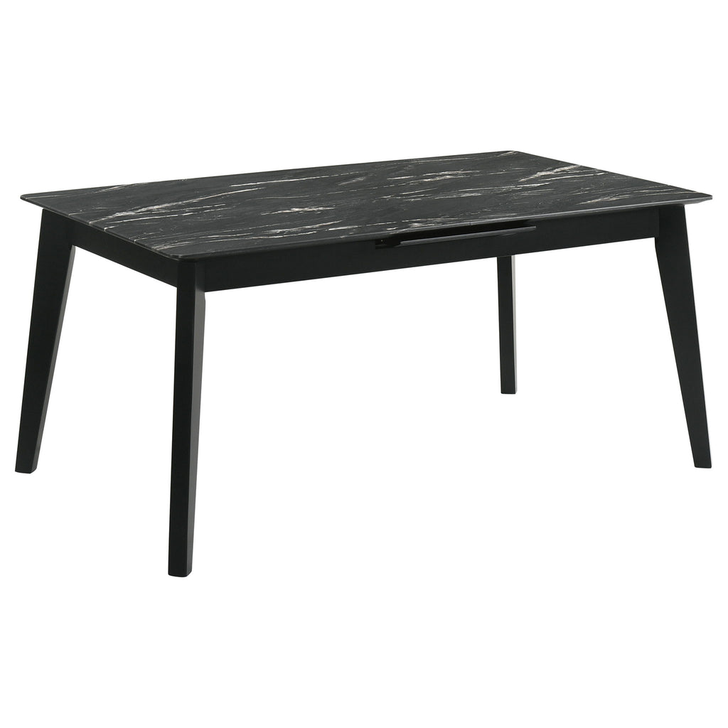 Bellingham - Dining Table With Self Storing Extension Leaf - Black Marble-Look Sintered Stone