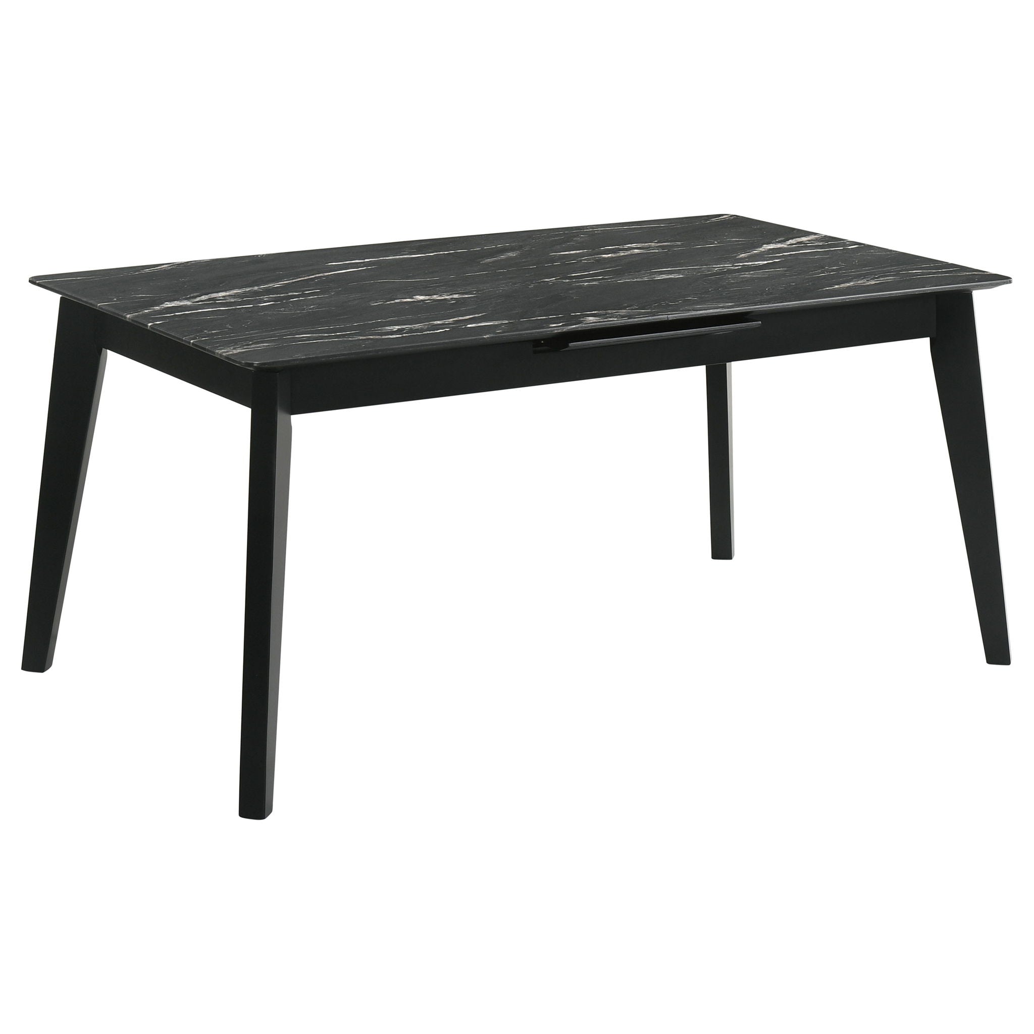 Bellingham - Dining Table With Self Storing Extension Leaf - Black Marble-Look Sintered Stone