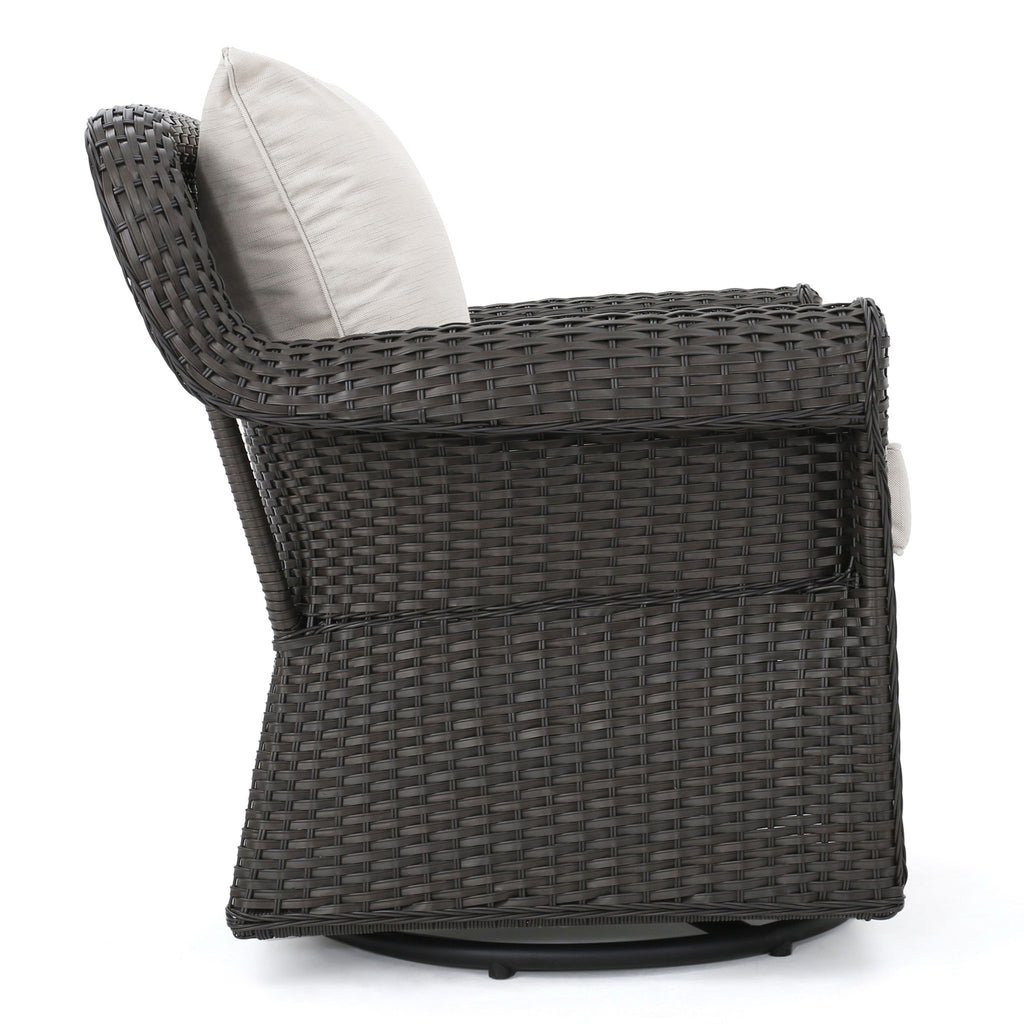 Amaya - Outdoor Swivel Rocker Chair With Water Resistant Cushions - Brown / Beige