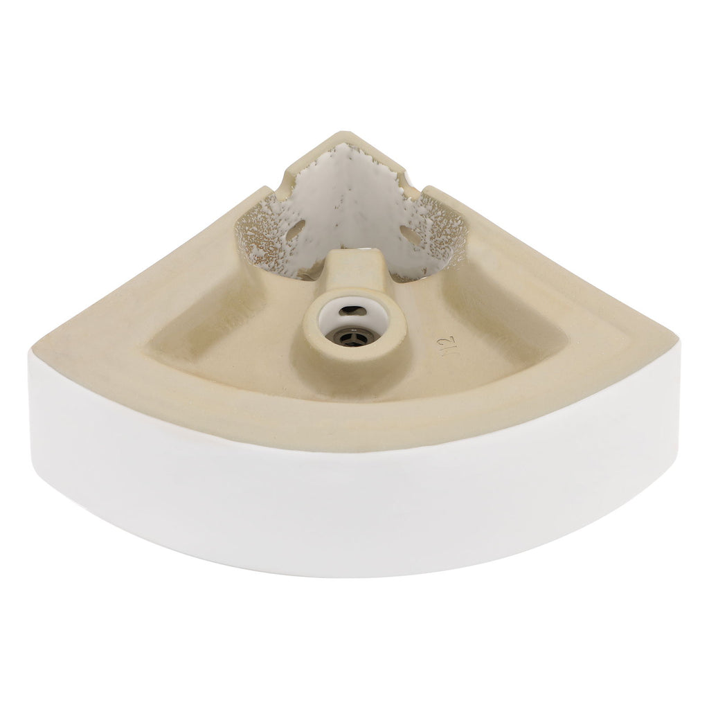 Triangle Porcelain Wall Mount Vessel Sink With Single Faucet Hole & Overflow - White