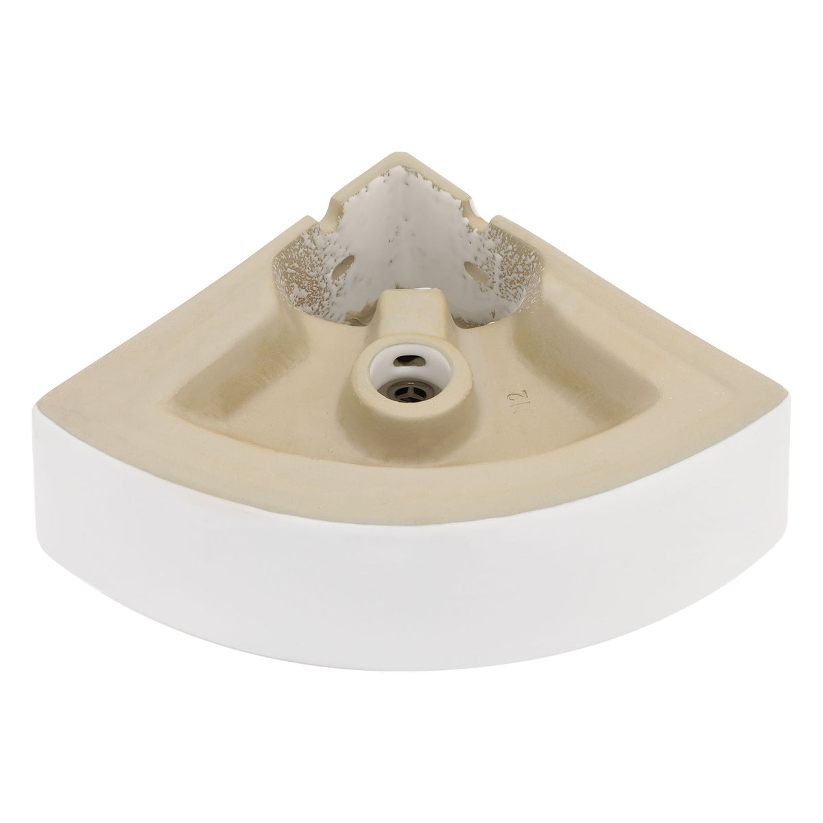 Triangle Porcelain Wall Mount Vessel Sink With Single Faucet Hole & Overflow - White