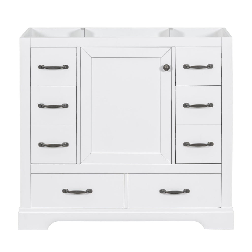 Modern Bathroom Vanity Base Only, 6 Drawer Storage With Adjustable Shelf