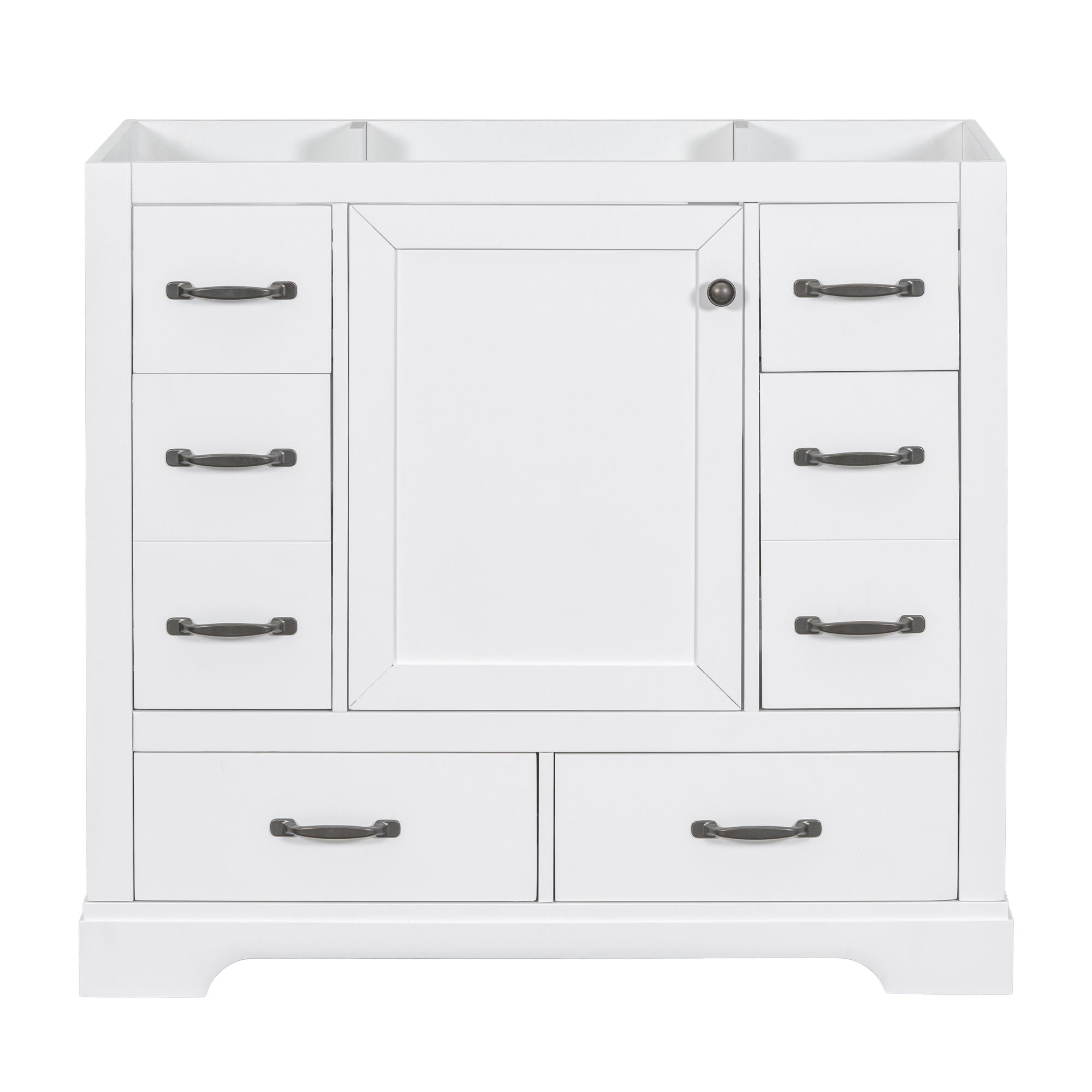 Modern Bathroom Vanity Base Only, 6 Drawer Storage With Adjustable Shelf