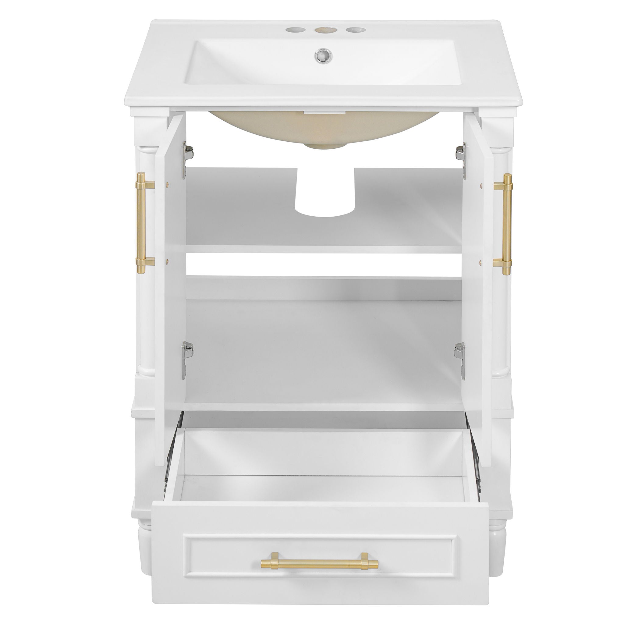 Bathroom Vanity With Ornate French Cylinder Legs, Soft Close Drawer