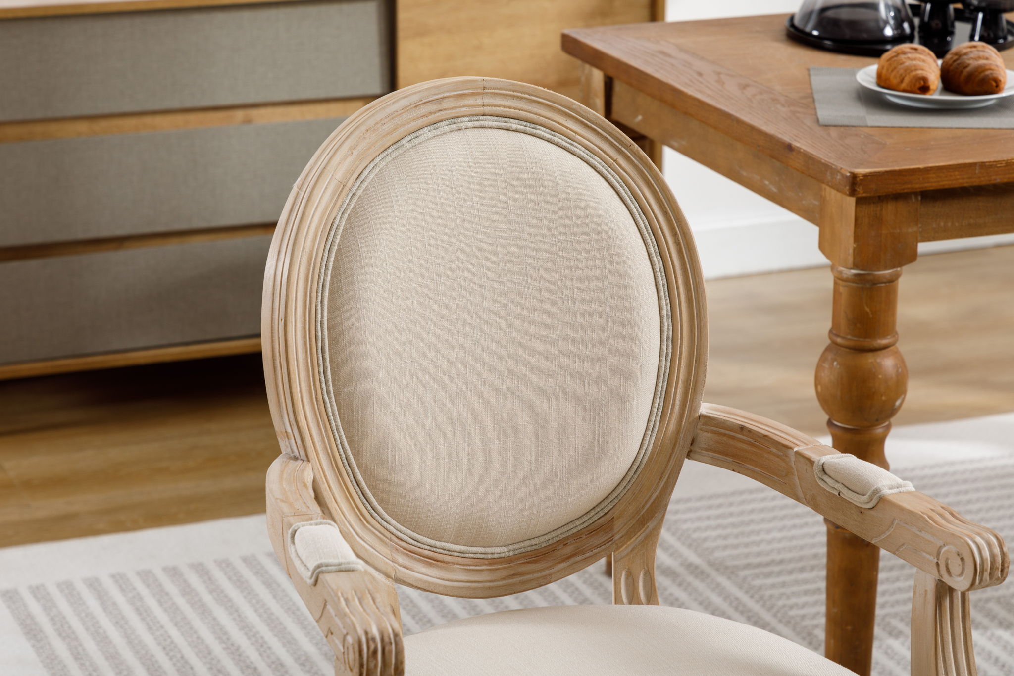 French Style Solid Wood Dining Chair (Set of 2) - Cream