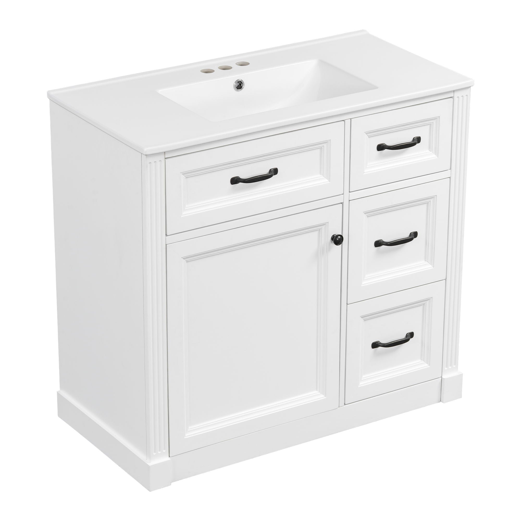 Modern Bathroom Vanity With Sink, 4 Drawers, Soft-Close Door, Adjustable Shelf