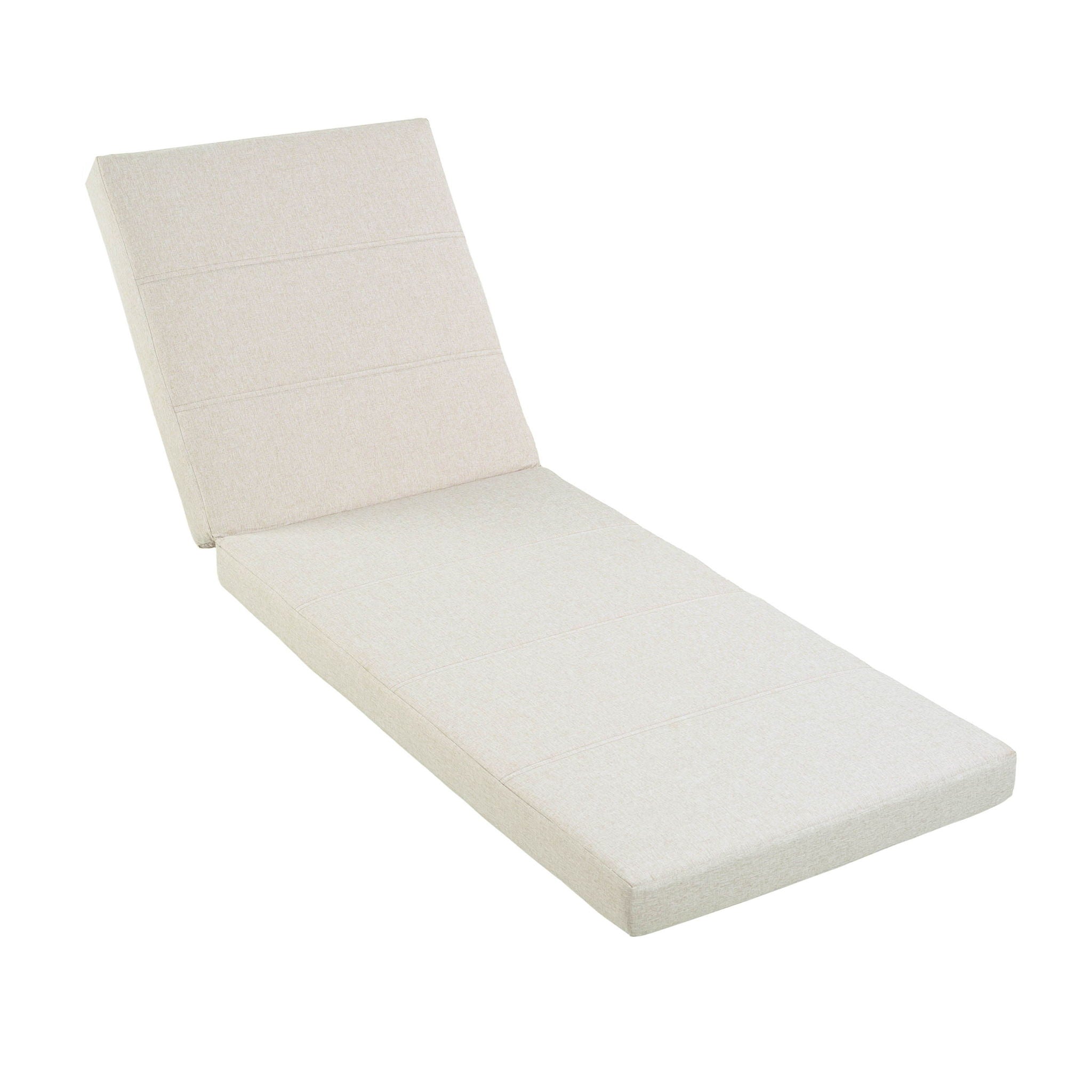 Outdoor Chaise Lounge With Water Resistant Cushion, Adjustable Backrest Patio Recliner For Poolside, Deck & Backyard - Beige / Teak