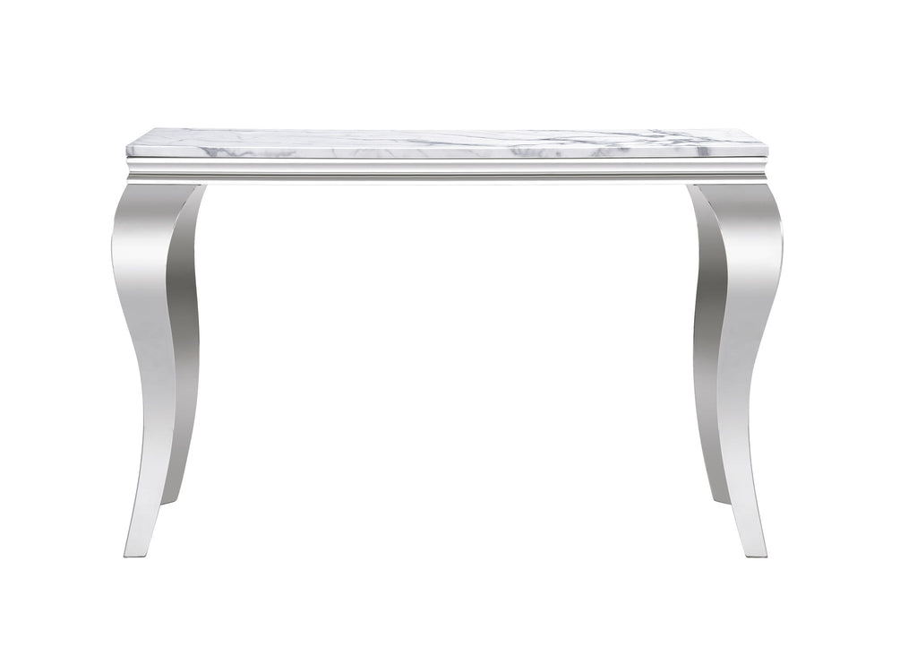 Marble Printed Rectangular Table, Stainless Steel Legs