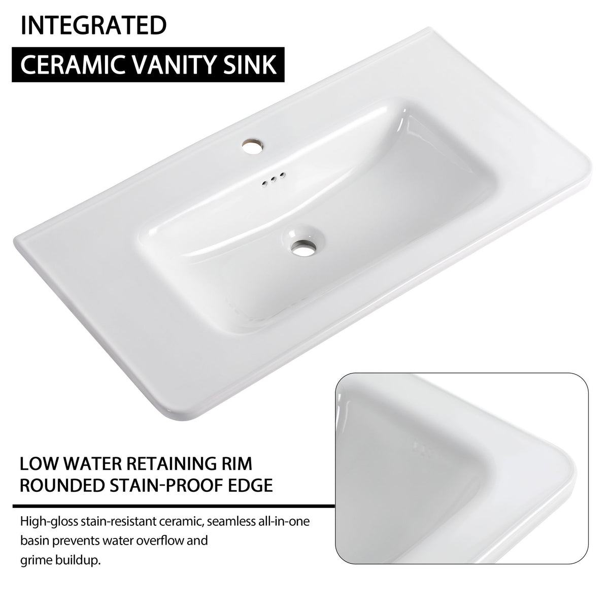 Freestanding Bathroom Vanity With Sink And 2 Soft Close Doors