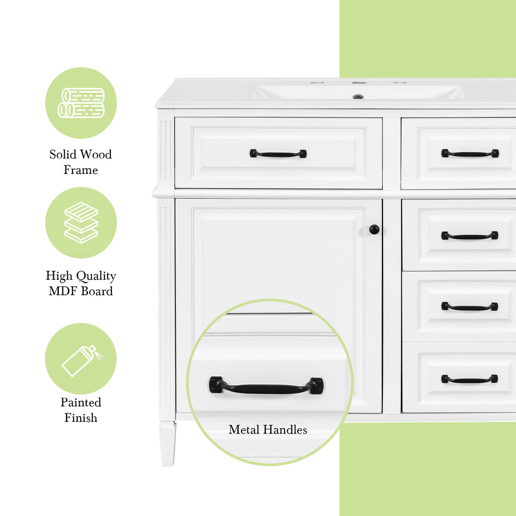 Modern Bathroom Vanity With Sink Top, Flip Drawer Design