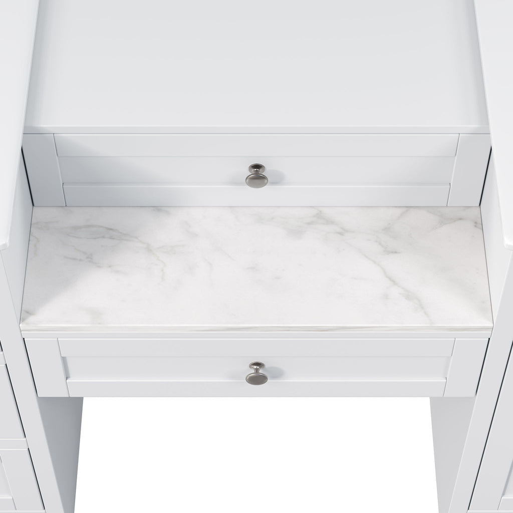 Double Sink Bathroom Vanity With Countertop, 2 Ceramic Sinks, 6 Drawers, Soft Close Design